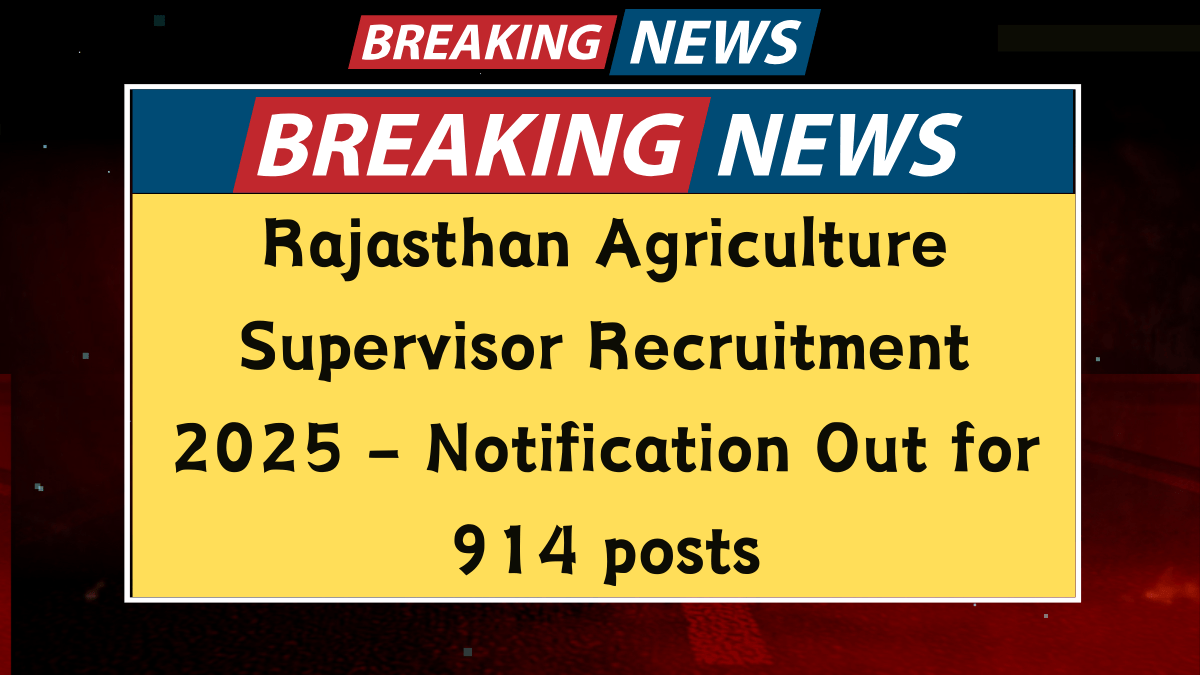 Rajasthan Agriculture Supervisor Recruitment 2025