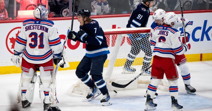 Winnipeg Jets edge Rangers 2-1 for 45th win of the season - Winnipeg | Globalnews.ca