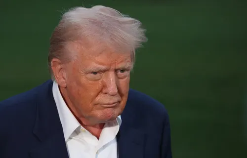 President Donald Trump takes questions from the press on the South Lawn, upon returning to the White House in Washington, DC, on May 4, 2025.